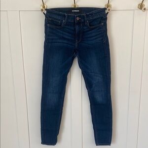 Express Blue Stretch Legging Mid Rise Jeans